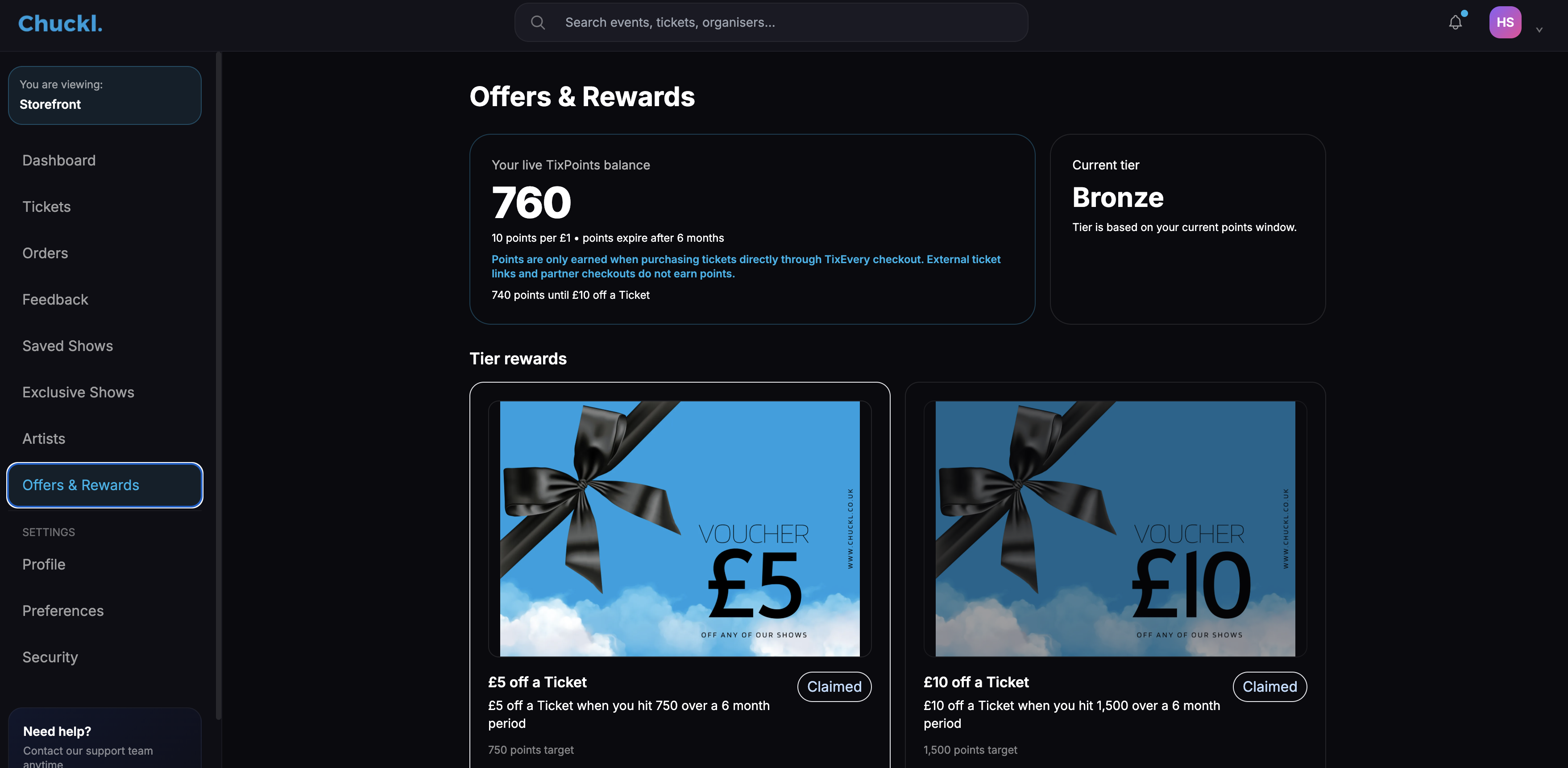 Loyalty points and programmes product screenshot