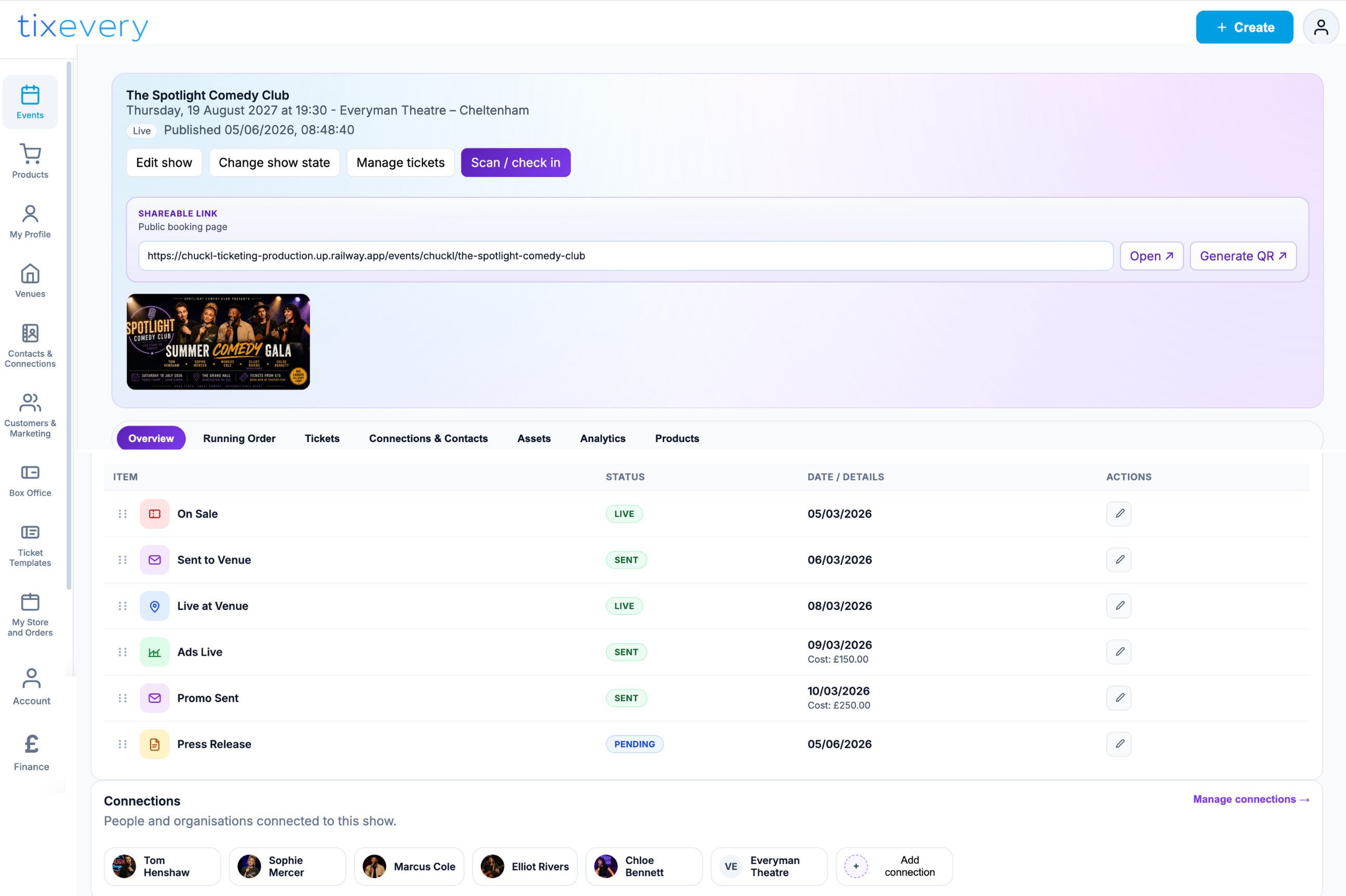 Show HQ product dashboard preview