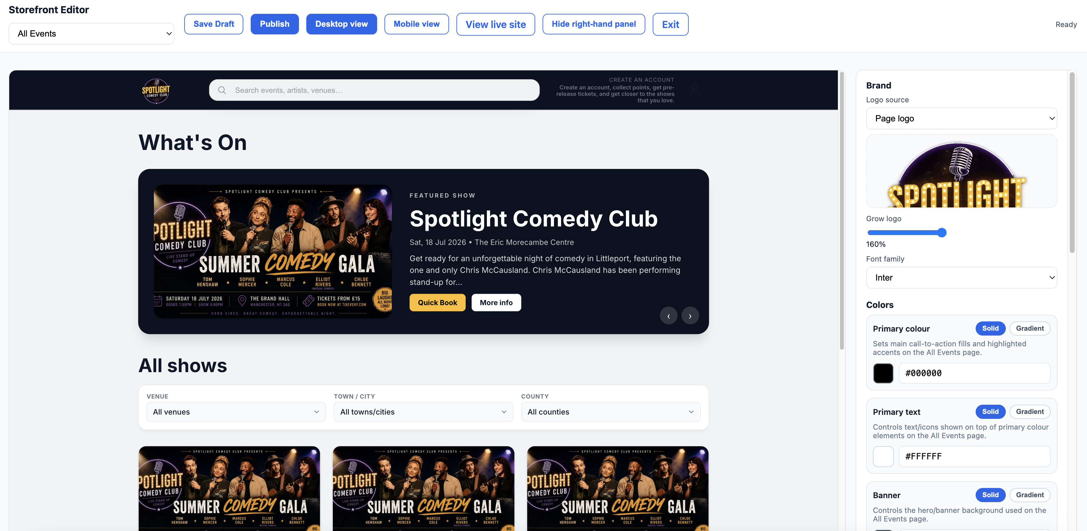 White-label pages product screenshot